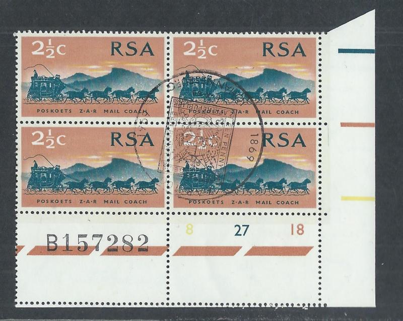 SOUTH AFRICA SC# 357 CONTROL B/4 1st DAY CANCEL FVF/CTO '69 