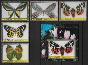 Ajman  1972  Butterflies  --  Famous series -- set of 5  plus Souvenir Sheet CTO