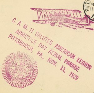 Pittsburgh CAM11 Armistice Day Aerial Parade 1929 Airmail Cover 5c Postage USA