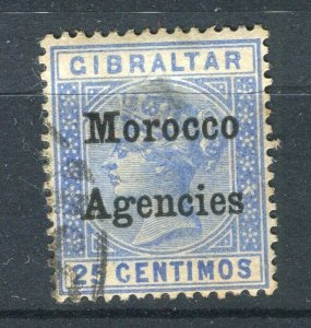 MOROCCO AGENCIES; Early 1900s classic QV Optd. issue fine used 25c. value