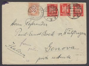 Germany 10pf (3) on 1925 cover to ITALY with 30c Postage Due