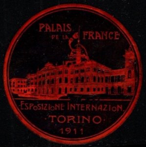 1911 Italy Poster Stamp Torino International Exhibition Palace Of France