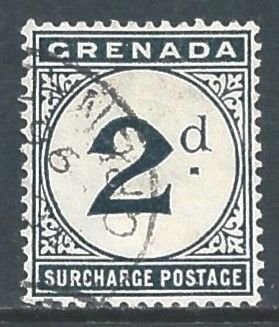 Grenada #J2 Used 2p 1892 Postage Due - Wmk. 2