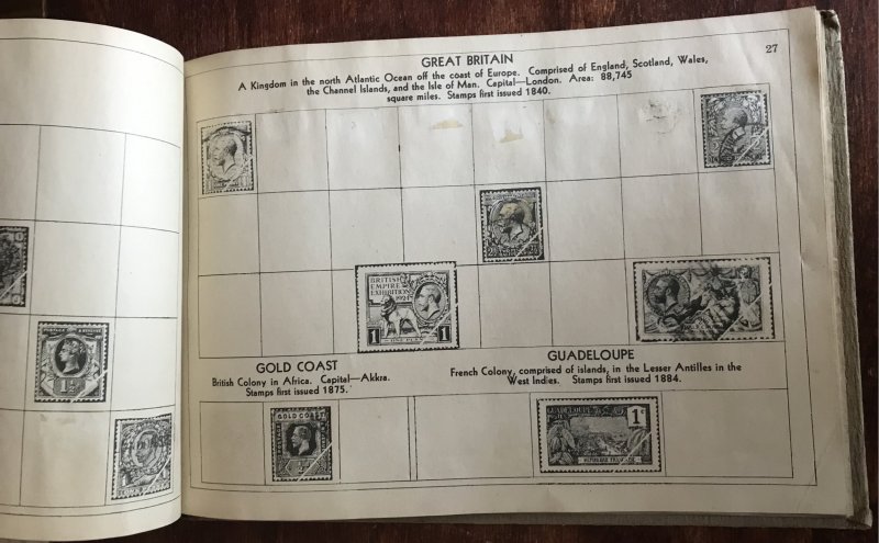 1931 Vintage World-Wide Stamp Album Approx 62 Pages NO Stamps L12