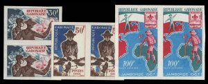 Gabon #200-201, C57, 1966 Boy Scouts, imperf. set of three (with airpost) in ...