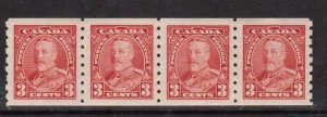 Canada #230 VF Mint Coil Strip Of Four