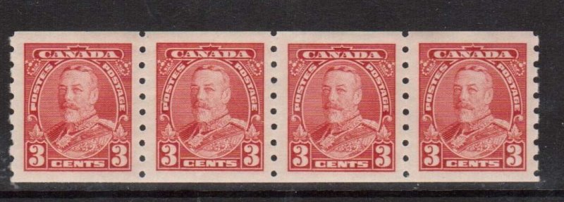 Canada #230 VF Mint Coil Strip Of Four