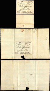 1740 Ship Letter Wrapper privately carried from England Philadelphia RARE