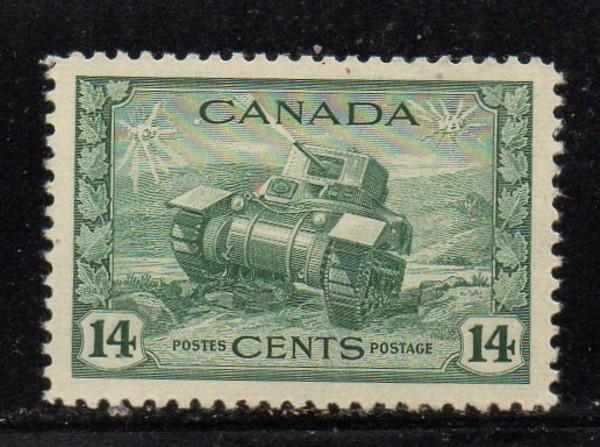 Canada Sc 259 1943 14 c tank stamp mint NH