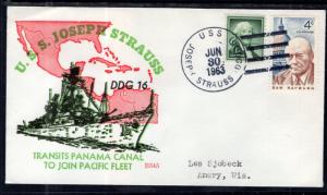 US Uss Joseph Strauss 1963 Ship Cover