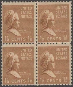 Scott # 805 - US Block Of 4 - Martha Washington - MNH -1938