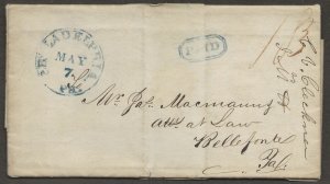 5/6/1842 cover Phila Bellefonte PA Jas MacManus Hale Brandrethiard hearing date