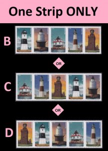 US 5621-5625 5625b Mid-Atlantic Lighthouses F strip 5 MNH 2021