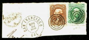 US Sc #68 #76 On Piece San Francisco CDS 1865