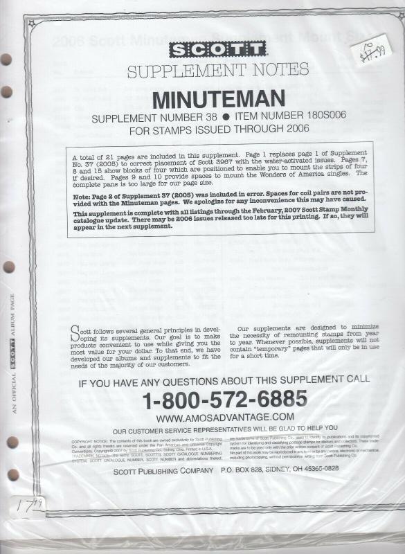 Scott Minuteman Supplement # 38 IssuesThrough 2006