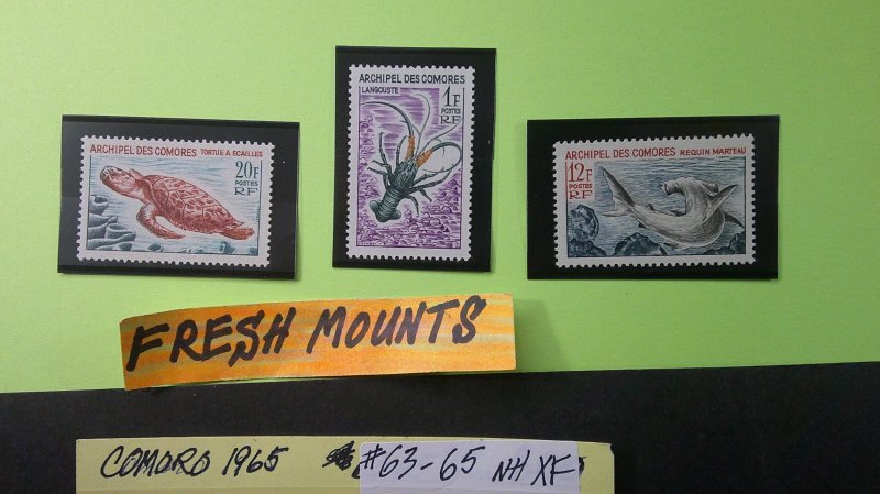 Comoro Islands 1965 Scott# 63-65 Short MNH XF set of 3 (short #66)