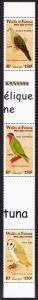 Wallis and Futuna Birds strip of 3v with labels SG#790-792 SC#544 MI#807-809