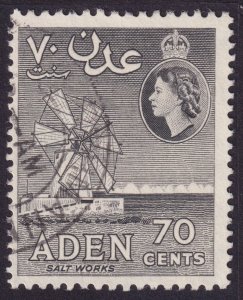 ADEN 72 OF 1964 70c black gray USED VF W314 PF12x13.5 SINGLE - F01 1AO P01