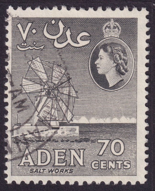 ADEN 72 OF 1964 70c black gray USED VF W314 PF12x13.5 SINGLE - F01 1AO P01