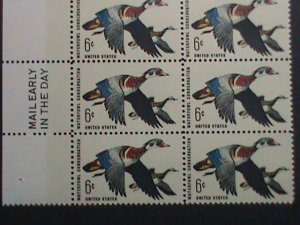 ​UNITED STATES-1968-SC#1362 WATERFOWL-WOOD DUCKS BLOCK OF 6 WITH EDGE-MNH VF