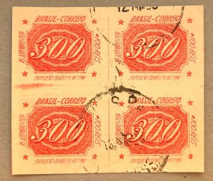 Brazil B2 / 1934 National Philatelic Exhibition Stamp Block of 4 / Imperf / Used