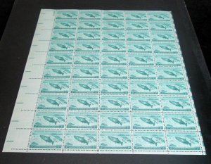 1956 Full Sheet USPS 50 MNH OG Scott #1079 King Salmon Wildlife 3 cent Stamp