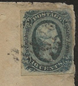 Confederate States # 11 Cover C B Jones Americus GA C/O Col Sam Jones faulty