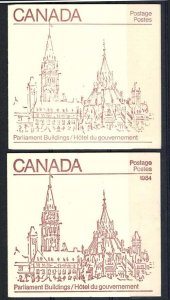 Canada 1983 $8 Parliament Building booklet, ditto dated 1984 sgSB92, SB94 fine