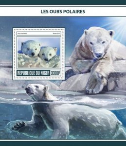 Niger - 2017 Polar Bears on Stamps - Stamp Souvenir Sheet - NIG17302b