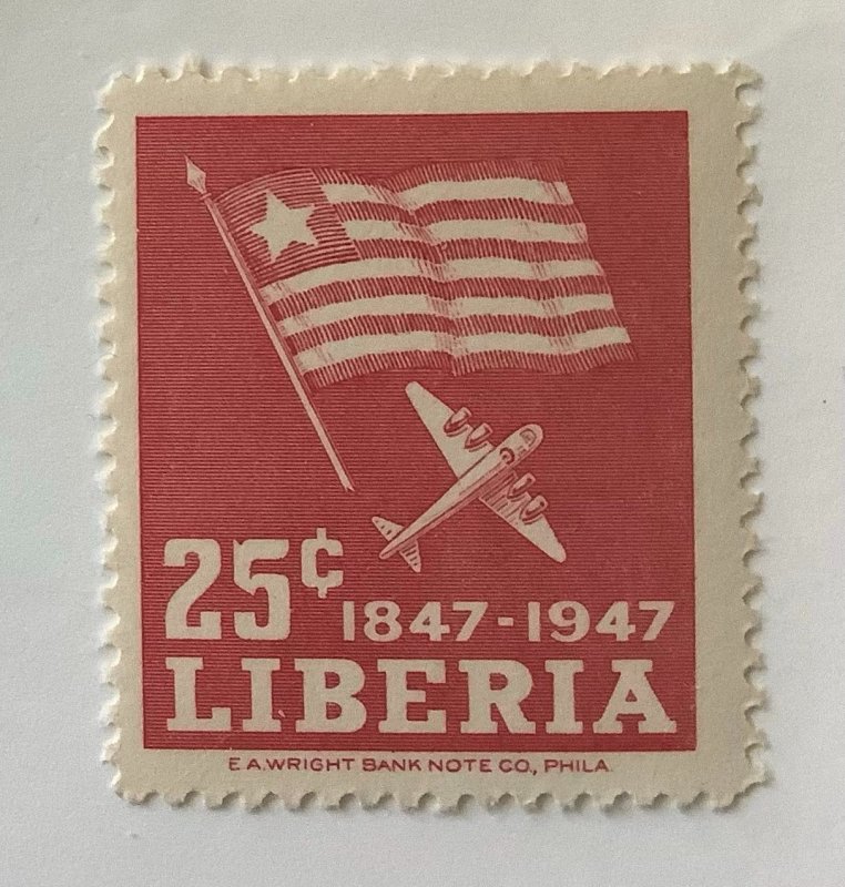 Liberia 1947  Scott  C59  MNH - 25c, flag & plane