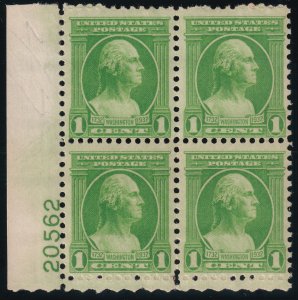 Sc# 705 U.S 1932 Washington Bicentennial 1¢ plate block 20562 MNH CV $5.50