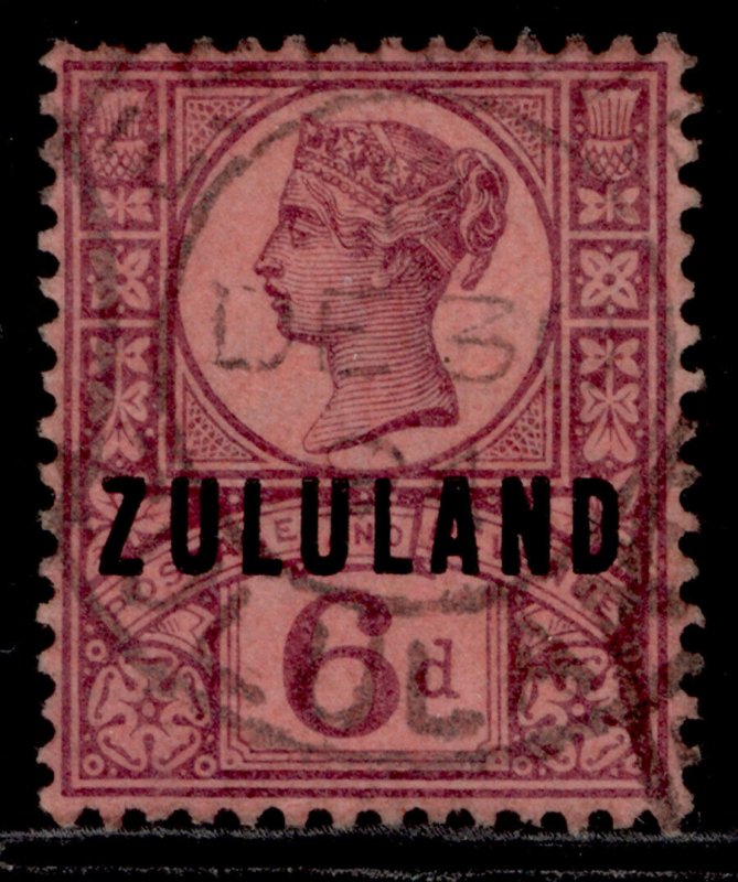 SOUTH AFRICA - Zululand QV SG8, 6d purple/rose-red, FINE USED. Cat £15.