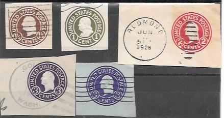 US Envelope cut squares U481, 422, 429, 436 (2)