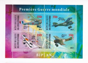 Cote d'Ivoire 2013 Aviation Planes Sheet MNH