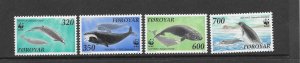 WHALES - FAROE ISLANDS #208-211  WWF MNH