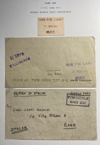 1945 Egypt Prisoner Of War MEF POW Camp 309 Letter Sheet Cover To Rome Italy