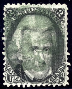 US 73 2c 1863 Andrew Jackson green cancel PF cert