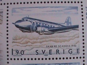 SWEDEN-1984 SC#1516- HISTORY OF AVIATION-MNH S/S WE SHIP TO WORLD WIDE.VF