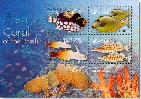 MICRONESIA SHEET MARINE LIFE FISH CORAL REEF PACIFIC FISHES