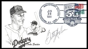 1989 Baseball - Duke Snider - Cooperstown Hall of Fame, signed Butch Hobson (32