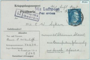 89281 - GERMANY - POSTAL HISTORY - CARD sent by SOUTH AFRICAN  POW  sent AIRMAIL