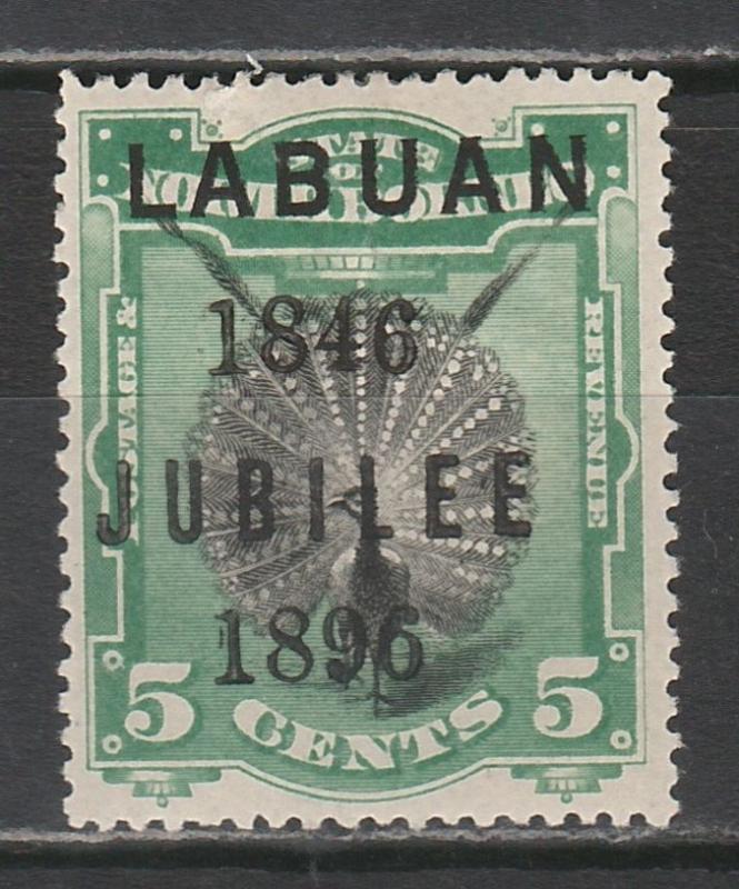 LABUAN 1896 JUBILEE 5C PEACOCK PERF 14.5