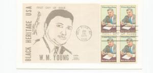 1875  Whitney Moore Young Black Heritage series 1981 Colonial block of 4 FDC