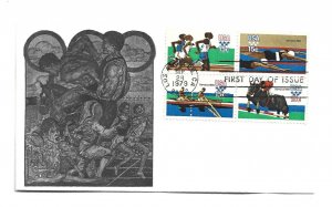 1791-94 Summer Olympic unknown black cachet  block of 4, FDC