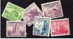 727-729,732,734,736 Mint,OG,NH... CV $2.05