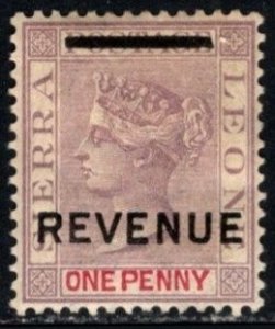 1884 Sierra Leona Revenue One Penny Queen Victoria Watermarked Perf 14 Unused