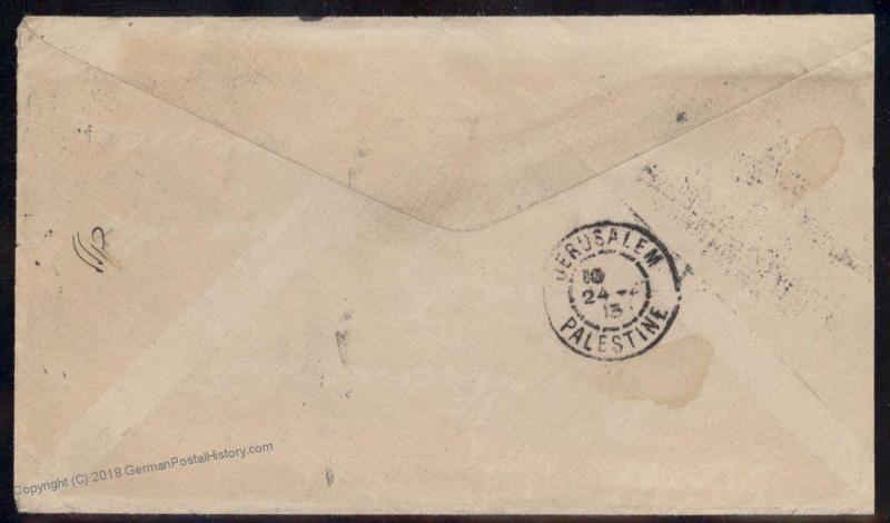 USA 1913 Rabbi Abramovitz St Louis MO Jerusalem Israel Palestine Cover 89423