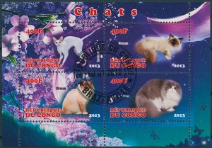 Cats Stamps 2013 CTO Cornish Rex Birman Cat Pets Domestic Animals 4v M/S