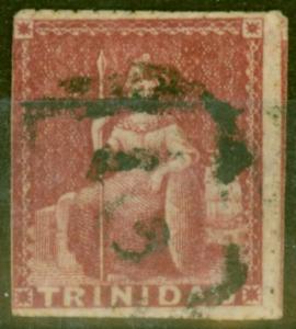 Trinidad 1859 Carmine Lake SG39 Pin Perf 14 Fine Used