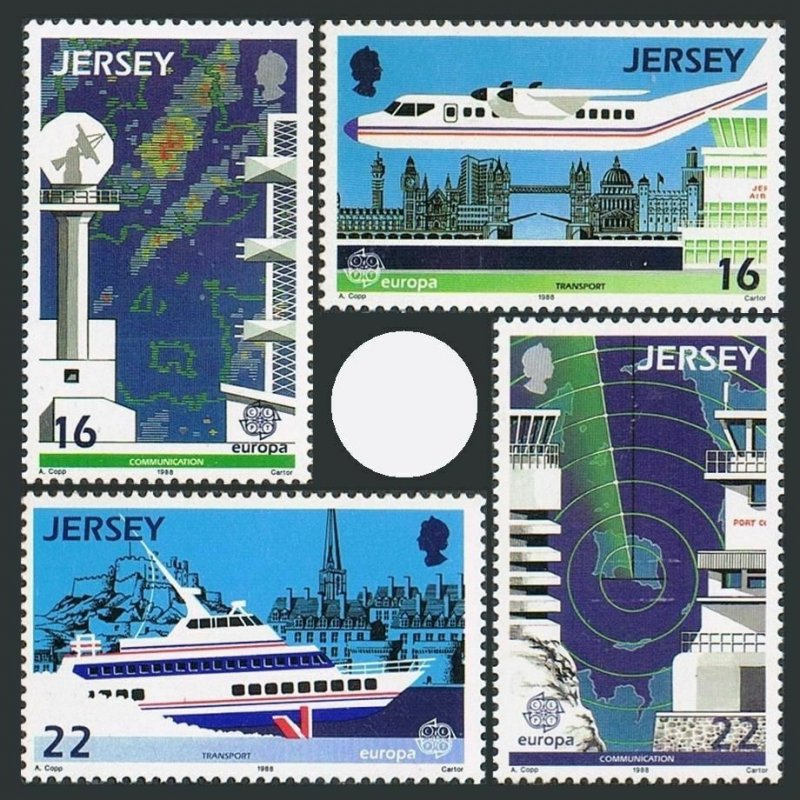 Jersey 452-455,MNH.Michel 435-438. EUROPE CEPT-1988.Air transport,Map.